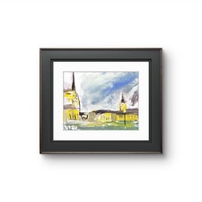Framed Abstract Expressionist Horizontal Mixed-Media Painting, Maker Unknown — listing 3