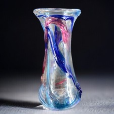 Art Glass Baluster Vase with Red, Amber & Gold Marbled Finish — listing 3