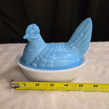 Westmoreland Miniature Yellow Milk Glass Hen on Nest Covered Dish, 2.5 inch — listing 4