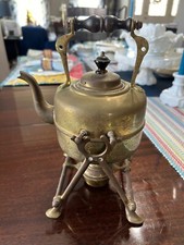 Vintage Brass Kettle with Blue & White Porcelain Handle and Finial — listing 5