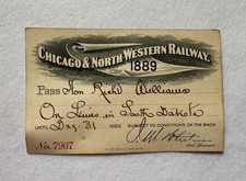 1890 Chicago & North-Western Railway Annual Pass No. 2374 Issued to Hon. Richard Williams