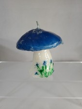 Vintage Hand-Painted Amanita Mushroom Candle with Gnome and Fir Tree Figural Design — listing 4