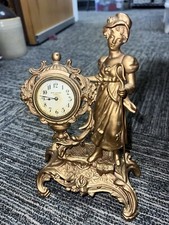 Antique New Haven Clock Co. Victorian Walnut Parlor Mantel Clock with Bronze Figural Bust — listing 5