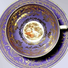 Bremer Schmidt demitasse Bremer & Schmidt Cobalt Blue & Gold Cameo Demitasse Cup & Saucer — listing 3