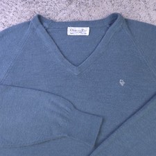 Vintage Christian Dior Green Textured Knit V-Neck Sweater, Size XL — listing 5