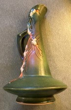 Roseville Pottery Snowberry Pattern Green Ewer/Pitcher with Angled Handle — listing 6