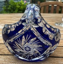 Cobalt Blue Cut-to-Clear Crystal Decorative Egg Paperweight — listing 2