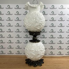 Pair of Vintage 1971 Gone with the Wind Style Hurricane Table Lamps with Floral Painted Glass — listing 2
