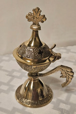 Vintage Brass Handheld Incense Burner with Wooden Handle, 2 Inch Round — listing 5