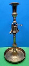 Pair of Vintage Brass Bell Candlesticks with Wide Drip Trays — listing 3