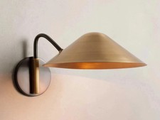 Mid-Century Modern Swing-Arm Floor Lamp with Walnut Stem, Brass Tulip Base and Milk Glass Diffuser — listing 2