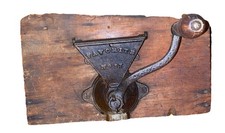 Antique Cast Iron and Wood Table-Top Coffee Grinder (Mill) with Dovetailed Drawer — listing 2