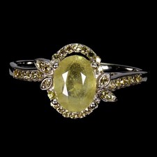 Vintage Oval Blue Sapphire Halo Cocktail Ring Yellow Gold Tone — listing 2