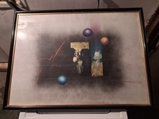 Signed Abstract Mixed-Media Print with Gold Leaf Accents, Dated 1993 — listing 2