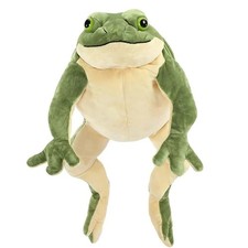 Large Plush Green Frog Stuffed Animal with Red Heart Forehead and Sleepy Eyes