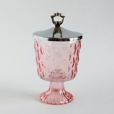 Jeannette Glass Pink Cube (Cubist) Pattern Depression Glass Bowl, 6.5 inch