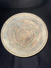 Carved Terracotta Footed Bowl with Basketweave Pattern