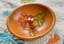 Vintage Turned Wood Nut Bowl Set with Covered Center Well and Lidded Cracker Bowl — listing 5