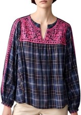 Savanna Jane Boho Embroidered V-Neck Peasant Blouse, Size L — listing 2