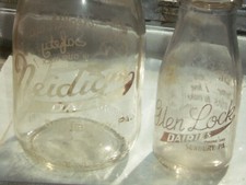 Vintage Pennsylvania Dairy Pyro-Glaze Quart Milk Bottles, Lot of 3 (Barlow Dairy, S.C. Price, Muhlenberg Dairy) — listing 3