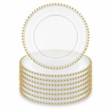Set of 6 Round Beaded Gold Chargers, 13 in (33 cm) — listing 2