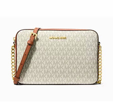 Michael Kors Signature Crossbody Purse, Pink & White MK Logo with Center Stripe, listing 6