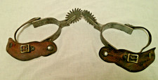 Oscar Crockett Coin-Mounted Western Spurs, Mexican Silver Coin Buttons, 5-Point Rowels