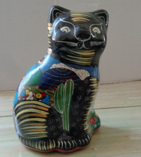 Mexican Folk Art Hand-Painted Talavera-Style Ceramic Cat Figurine — listing 4