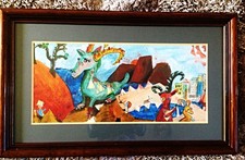 Original Signed Surrealist Portrait Painting of Blond Figure with Protruding Tongue, dated April 1999 — listing 5
