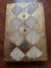 Antique Tôle Peinte Painted Tin Book-Form Box, Black with Gold Floral Decoration (11x20x4.5 cm) — listing 6