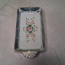 Occupied Japan Hand-Painted Floral Chintz Papier-Mâché Covered Powder Box / Vanity Box — listing 6