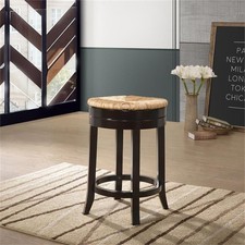 Woven Rush Seat Wooden Counter-Height Stool with Saddle Seat — listing 6