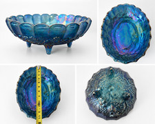 Indiana Glass Harvest Grape Carnival Glass Covered Candy Jar, Iridescent Blue/Amethyst — listing 6