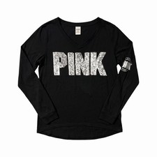 Victoria's Secret PINK Navy Blue Sequin Bling Pocket Tee, Size L — listing 6