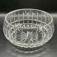 Vintage Cut Crystal 8" Bowl with Engraved Floral Star Pattern and Sawtooth Rim — listing 5