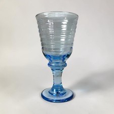 Set of 8 Vintage Light Blue Ribbed Wine Goblets — listing 4