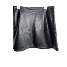 Black Faux Leather Mini Skirt with Seamed Front Panels