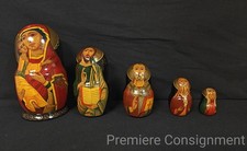 Hand-Painted Russian Matryoshka Nesting Dolls Set of 9 - Madonna and Child Religious Icon Motif — listing 4