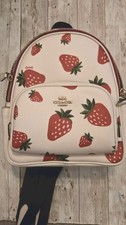 Coach Mini Backpack in Pink Nylon and Red Pebbled Leather with Script Logo — listing 2