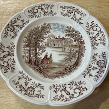 Johnson Bros. Windsor Ware "Mount Vernon" Brown Multicolor Transferware Covered Sugar Bowl