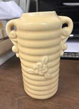 Vintage Yellow Glazed Ceramic Handled Serving Bowl with Scalloped Rim — listing 6