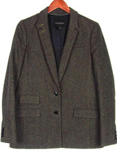 Banana Republic Blue & White Tweed Frayed-Edge Open-Front Jacket — listing 6