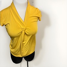 Premise Woman "Florence" Olive/Black Leaf-Print Bell-Sleeve Knit Top, Size 1X — listing 5