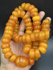 Vintage Butterscotch Amber-Style Graduated Bead Necklace with Braided Cord Tie — listing 3