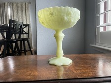 Vintage Uranium Glass Daisy & Button Rose Bowl, 2.5 inch, Yellow/Vaseline Glass — listing 3