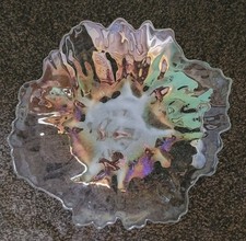 Freeform Art Glass Oyster Shell Shaped Bowl with Gold Leaf Interior — listing 2