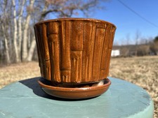 McCoy Pottery Green Faux Bamboo Square Jardiniere / Planter — listing 5
