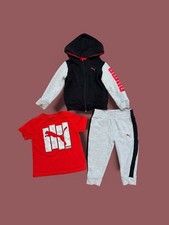 PUMA Toddler Boys 3-Piece Set - Two Tees (Gray, Red) & Joggers, Size 3T, NWT
