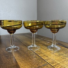 Hand-Blown Green-Tinted Margarita Glass with Controlled Bubbles