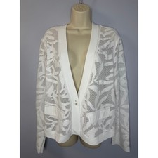 NIC+ZOE Textured Soutache Cornelli Lace Open-Front Cardigan Jacket, Size M